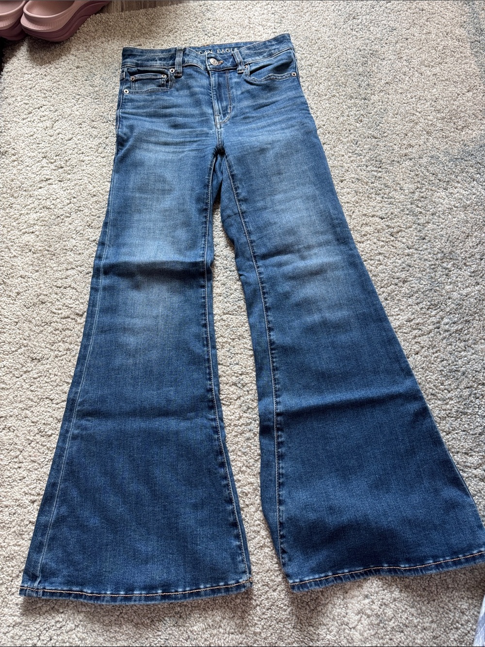 American Eagle Outfitters Blue Flare Wide-Leg Jeans